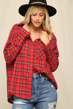 Load image into Gallery viewer, Red Plaid Checkered Button-Down Shirt
