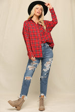 Load image into Gallery viewer, Red Plaid Checkered Button-Down Shirt
