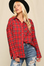 Load image into Gallery viewer, Red Plaid Checkered Button-Down Shirt
