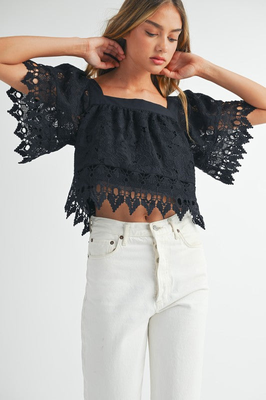 Clara Crochet Lace Top