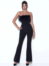 Load image into Gallery viewer, Kylan Black Feather Jumpsuit
