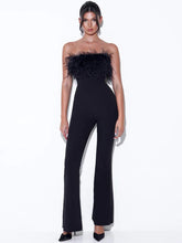 Load image into Gallery viewer, Kylan Black Feather Jumpsuit
