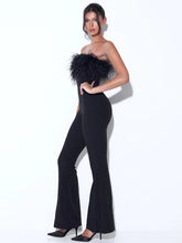 Load image into Gallery viewer, Kylan Black Feather Jumpsuit
