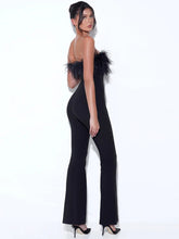 Load image into Gallery viewer, Kylan Black Feather Jumpsuit
