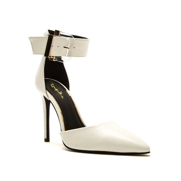 White Ankle Strap Pump