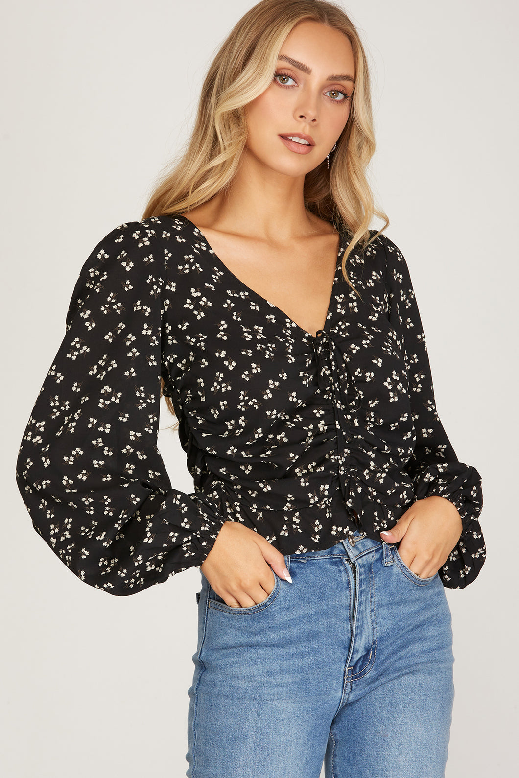 Raven Black Floral Top