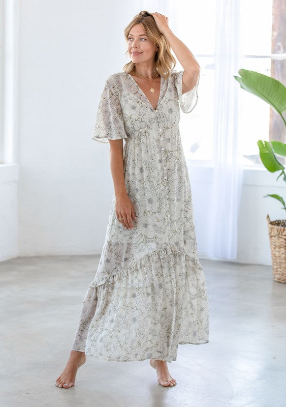 Flutter Sleeve Maxi Dress